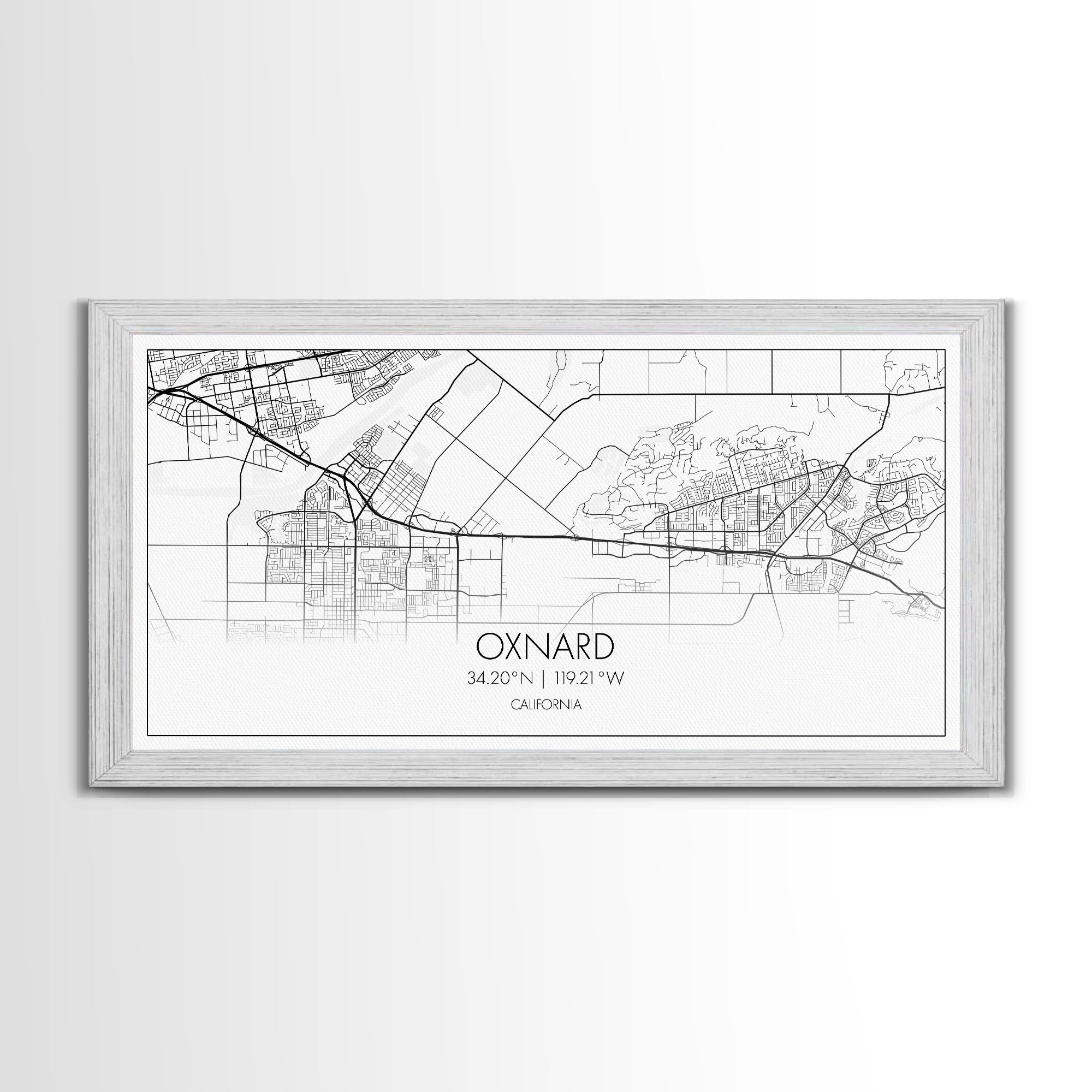 Oxnard City Map, California Art, Map Print, Minimalist Wall Art, Wall Art, Canvas Art, Long Wall Art, Teen Room Wall Art, Mom Birthday Gift