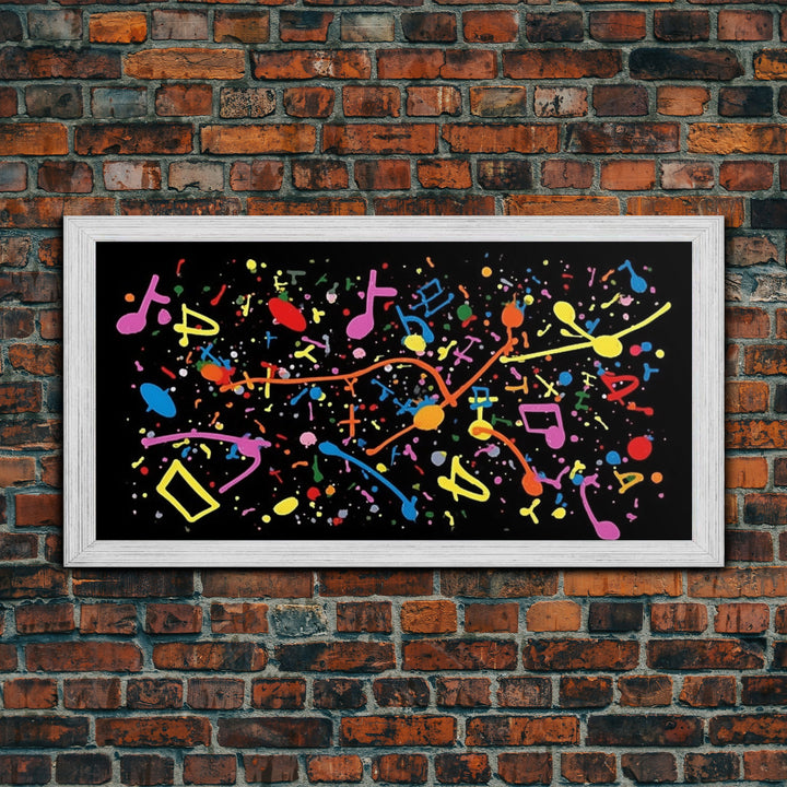 Musical Notes Graffiti Art - Colorful Painting / Canvas Print - Retro / Midcentury Style Abstract / Impressionist Art - Splatter Art