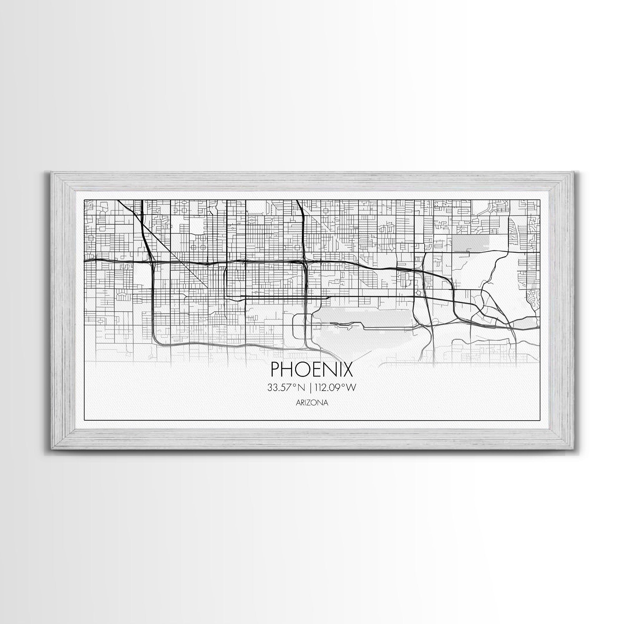 Phoenix City Map, Arizona Art, Map Print, Minimalist Wall Art, Wall Art, Canvas Art, Client Gift, Teen Girl Room Décor, Panoramic Wall Art