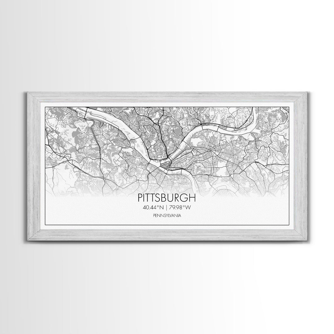 Pittsburgh City Map, Pennsylvania Art, Map Print, Minimalist Wall Art, Wall Art, Canvas Art, Hostess Gift, Travel Wall Print, Wall Hanging