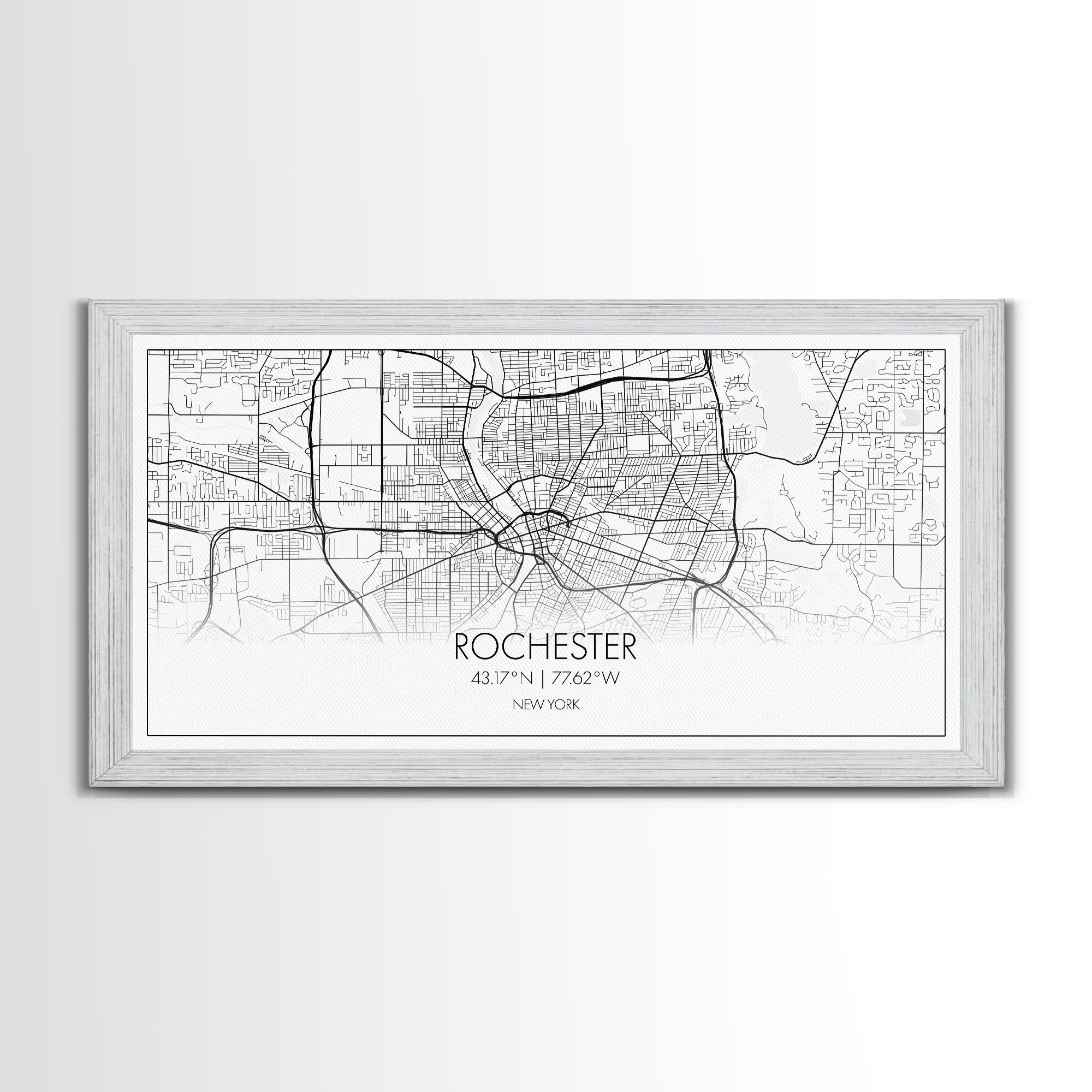 Rochester City Map, New York Art, Map Print, Minimalist Wall Art, Wall Art, Canvas Art, Rustic Wall Art, Wall Deco, Housewarming Gift