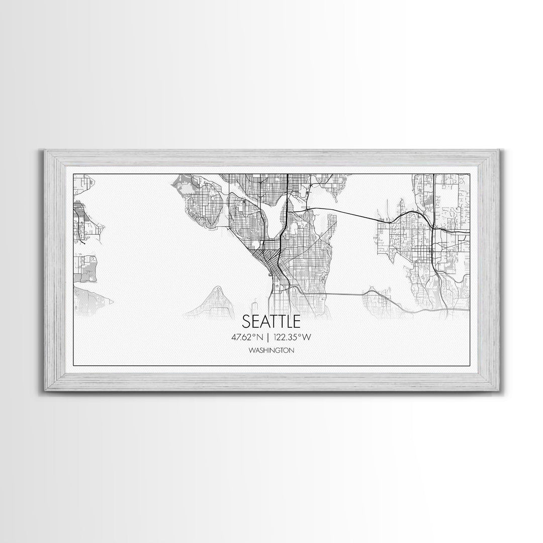 Seattle City Map, Washington Art, Map Print, Modern Wall Art, Wall Art, Canvas Art, Horizontal Wall Art, Tiny House Décor, Moving Gift