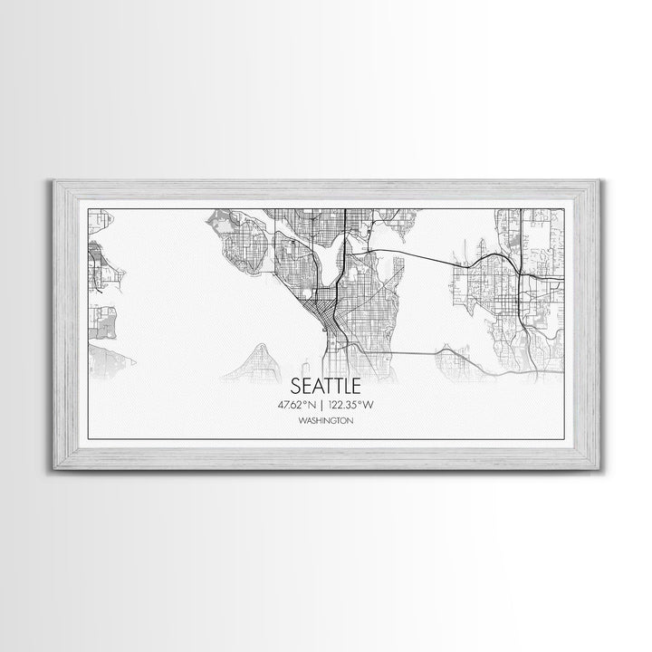 Seattle City Map, Washington Art, Map Print, Modern Wall Art, Wall Art, Canvas Art, Horizontal Wall Art, Tiny House Décor, Moving Gift