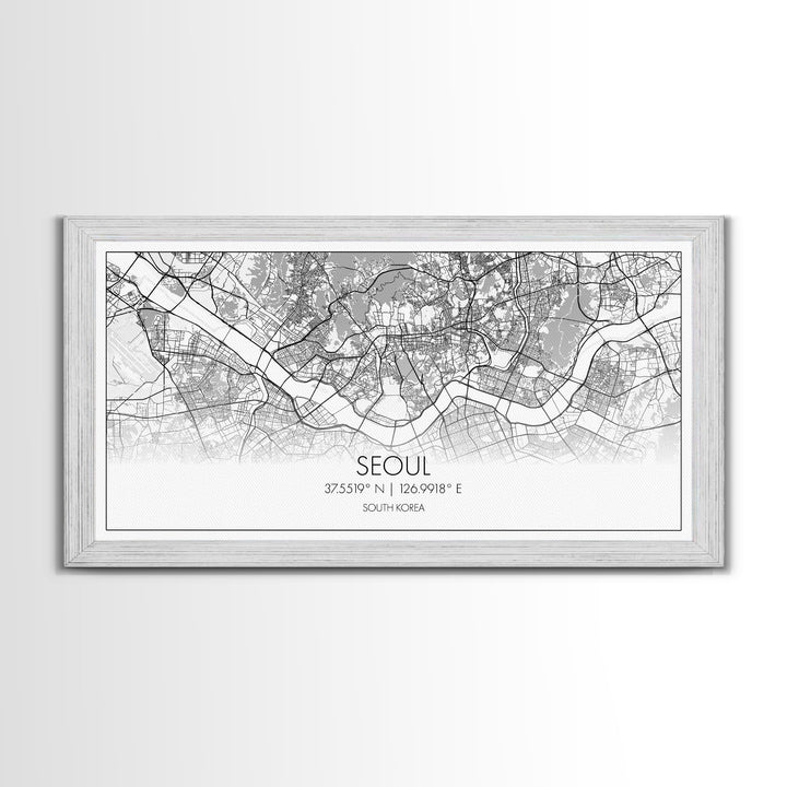 Seoul City Map, South Korea Art, Map Print, Modern Wall Art, Wall Art, Canvas Art, Thank You Gift, College Dorm Décor, Panoramic Art