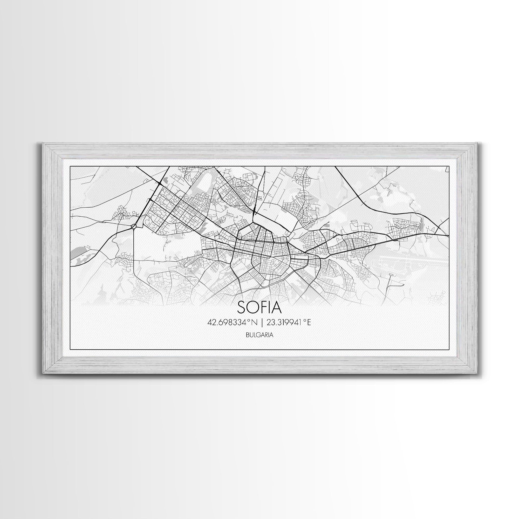 Sofia City Map, Bulgaria Art, Map Print, Modern Wall Art, Wall Art, Canvas Art, European Wall Art, First Home Gift, Boys Bedroom Décor