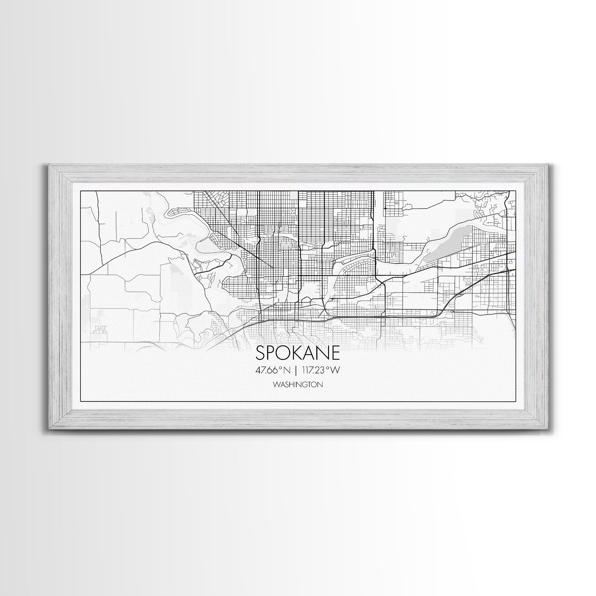 Spokane City Map, Washington Art, Map Print, Modern Wall Art, Wall Art, Canvas Art, Family Room Wall Art, Landscape Art Print, Military Gift