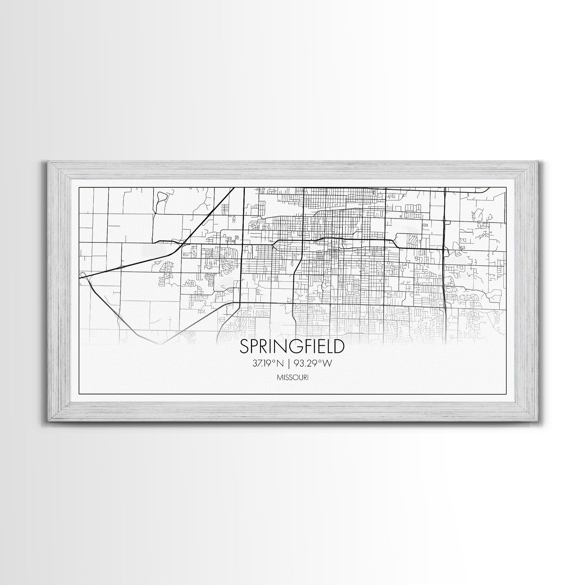 Springfield City Map, Missouri Art, Map Print, Modern Wall Art, Wall Art, Canvas Art, Lake House Wall Art, Boys Bedroom Décor, Couples Gift