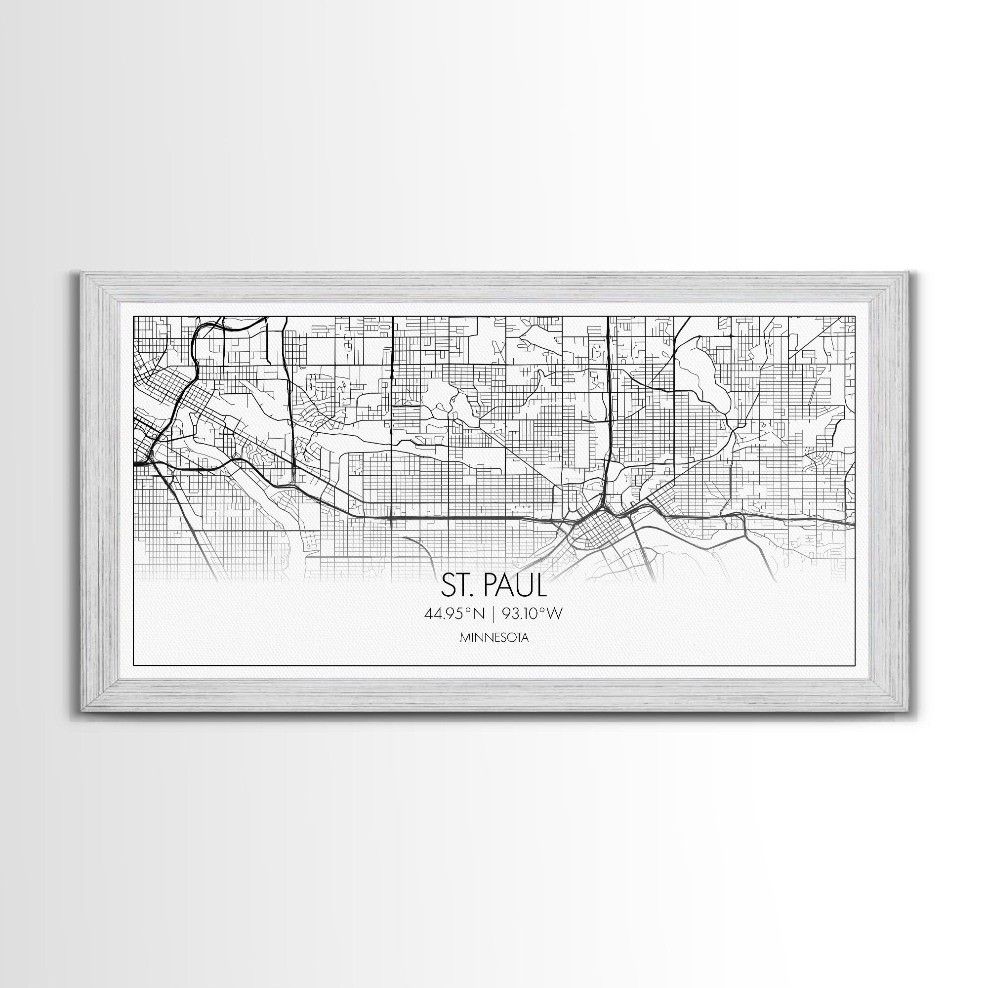 St Paul City Map, Minnesota Art, Map Print, Modern Wall Art, Wall Art, Canvas Art, Bedroom Teen Girl Art, Newlywed Gift, College Dorm Décor