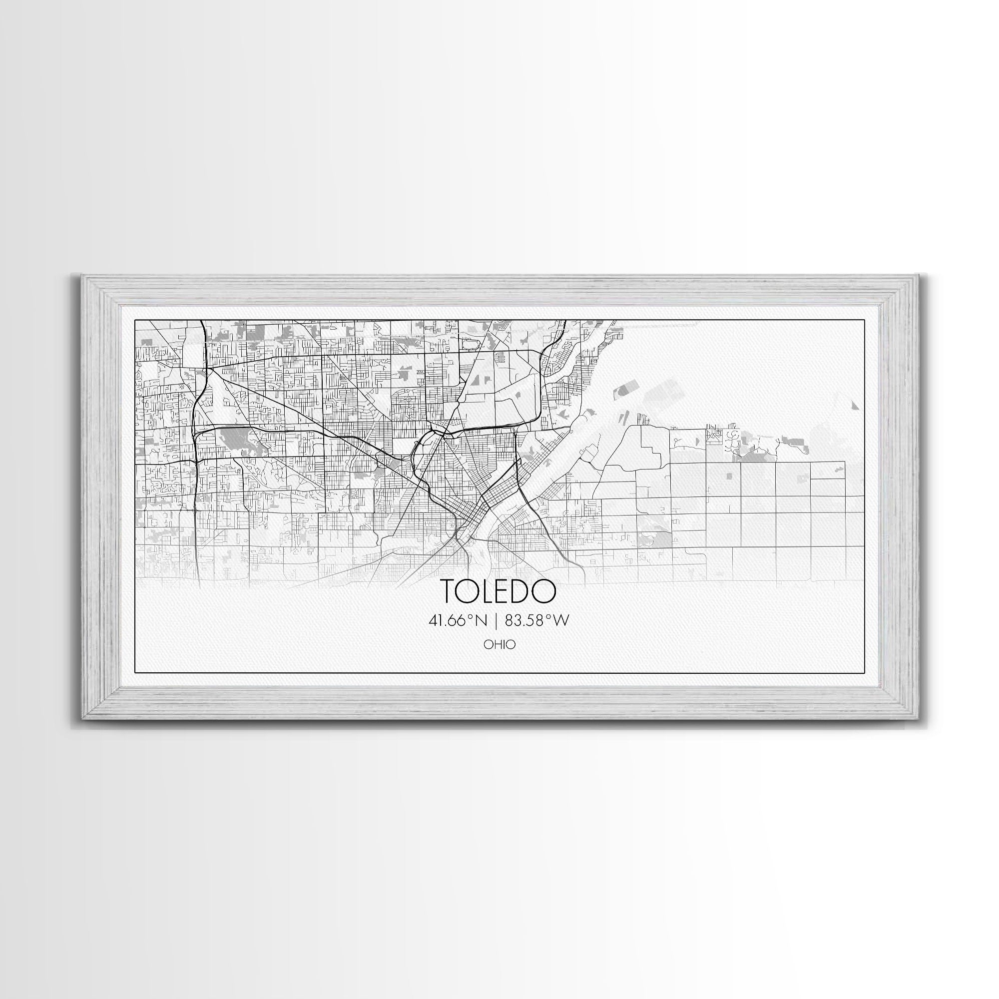 Toledo City Map, Ohio Art, Map Print, Modern Wall Art, Wall Art, Canvas Art, Bedroom Teen Girl Art, Gift For Realtor, Family Home Décor