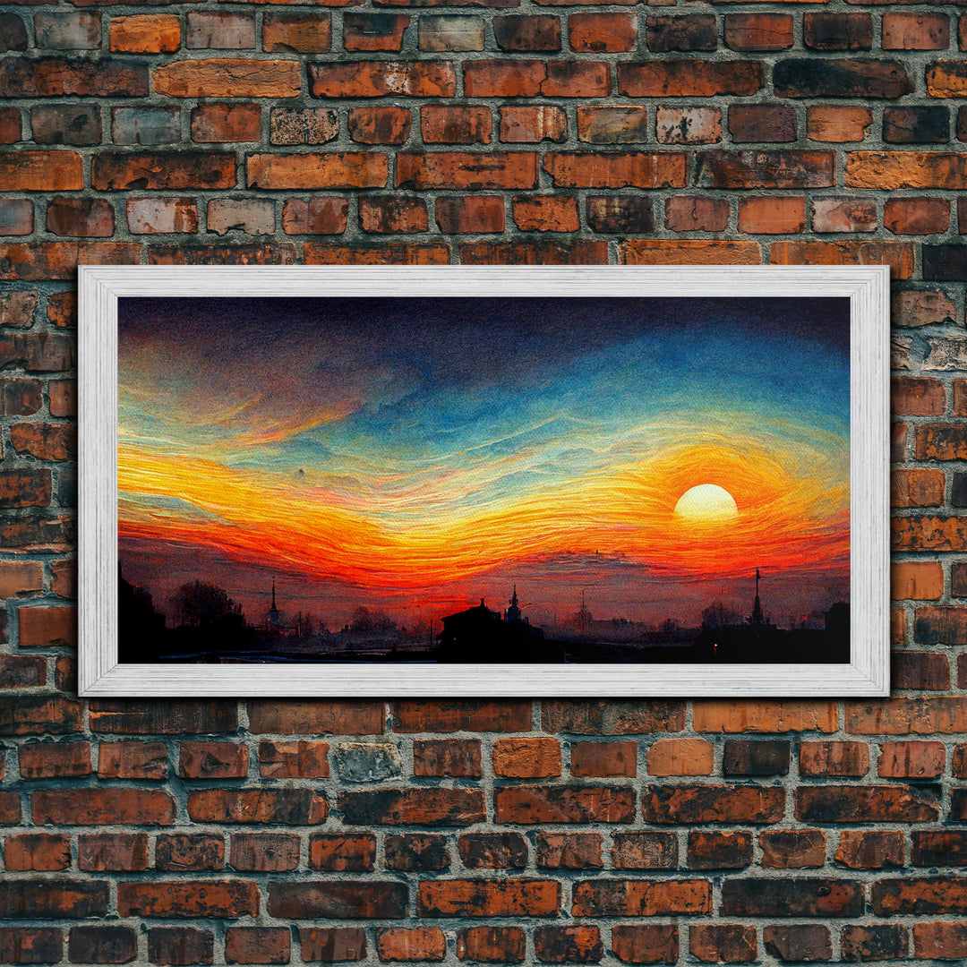 Beautiful sunset canvas print, canvas art, ink painting style