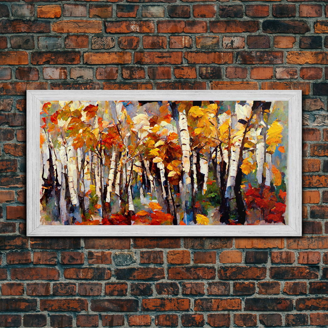 Large Birch Trees Canvas Print Boho Wall Decor Autumn Birch Forest Landscape Art Silver Birch Trees Wall Decor Abstract Wall Art Fall