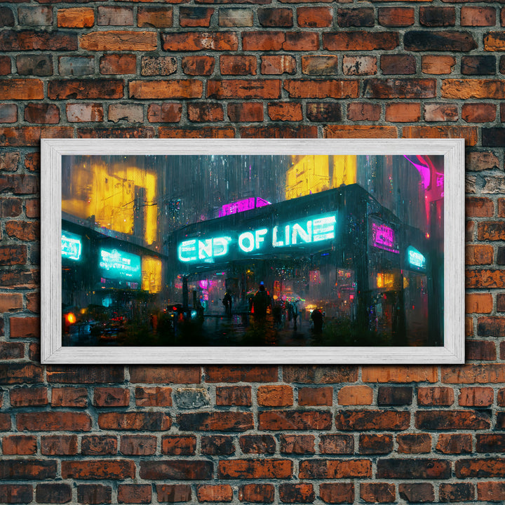 End Of Line, Cyberpunk Subway Art, Dystopian Cyber Punk City, Canvas Print, Bladerunner vibes art, cool wall art, night city