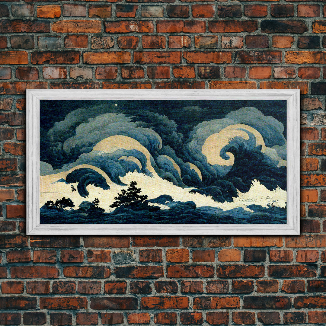 Japanese Style Wall Art, A Stormy Sea, Canvas Print, ready to hang wall art