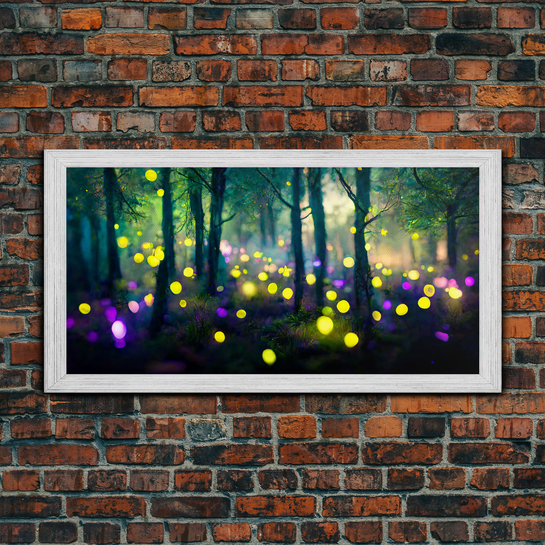 Magical forest with fairies canvas print, fantasy art, cool wall art, dorm art, ready to hang wall art