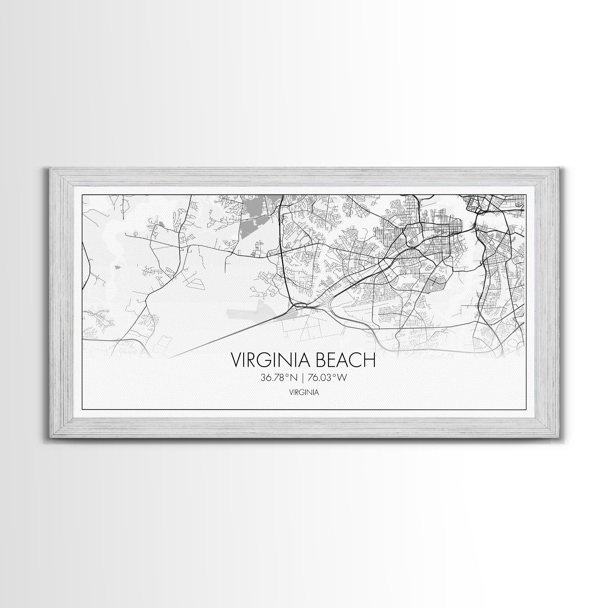 Virginia Beach City Map, Virginia Art, Map Print, Modern Wall Art, Wall Art, Canvas Art, Dorm Room Art, Family Home Décor, Birthday Gift