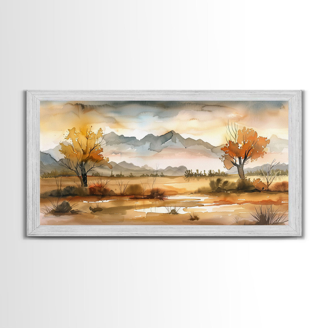 Sunset Over Desert Canyon and River, Stunning Framed Canvas Print for Home, Minimalist Wall Art, Nature Scenery Decor