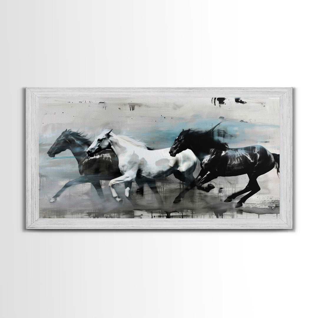 Stunning Trio of Horses Running in Field, Perfect for Living Room Art, Framed Canvas Print, Bedroom Decor, Home Decoration, Horse Lover Gift