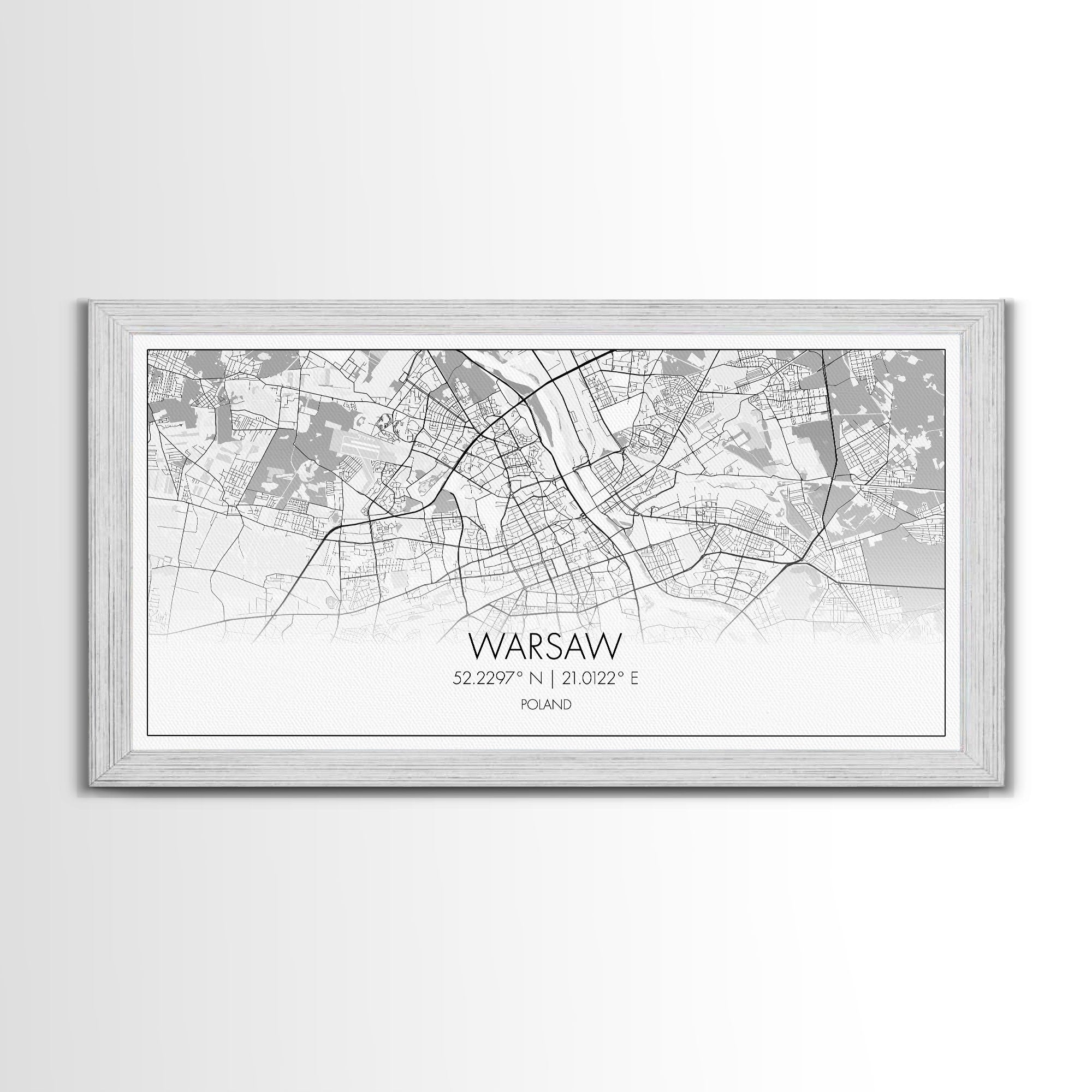 Warsaw City Map, Poland Art, Map Print, Modern Wall Art, Wall Art, Canvas Art, European wall Art, First Home Gift, Wall Décor, Office Prints