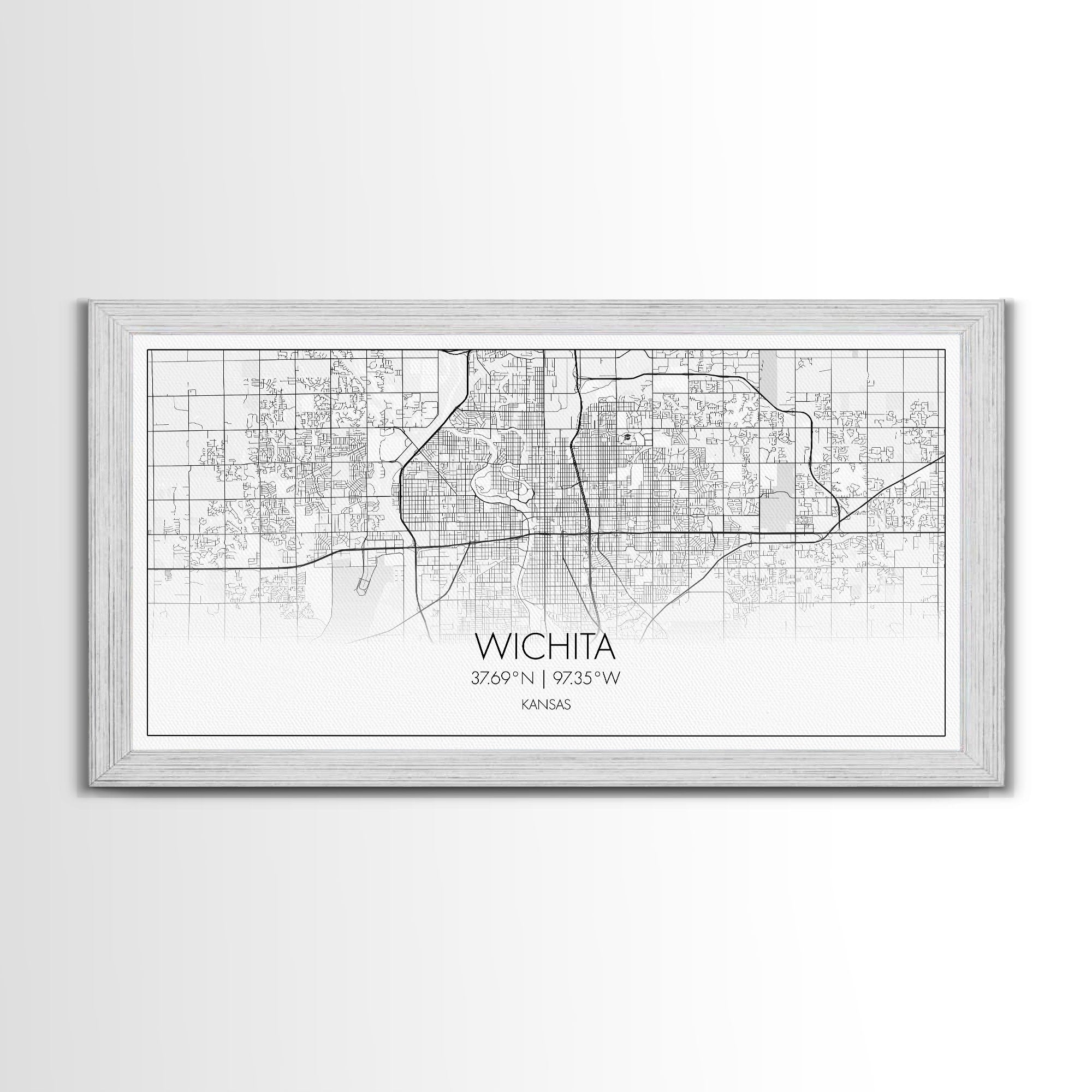 Wichita City Map, Kansas Art, Map Print, Modern Wall Art, Wall Art, Canvas Art, Best Friend Gifts, College Dorm Décor, Modern House Art