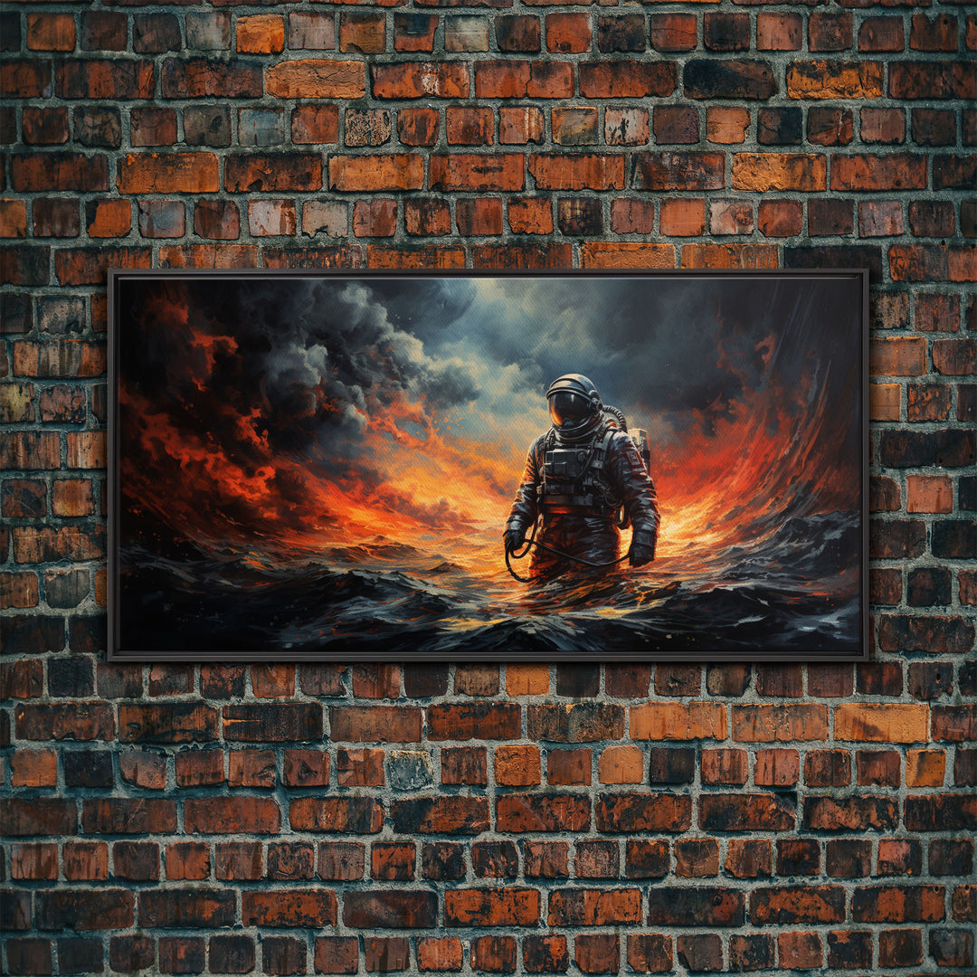 Framed Canvas Print - Marooned - Astronaut Stranded on an Alien Planet, Scifi Wall Art, Science Fiction, Dystopian Space Travel Art