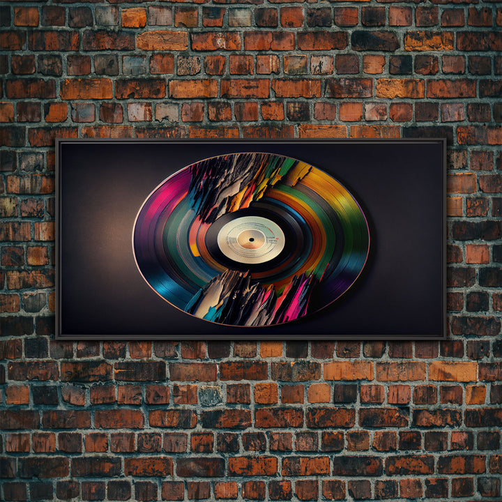 Synthwave vinyl record art, canvas print, framed wall art, interior design, musical wall art, music room decor