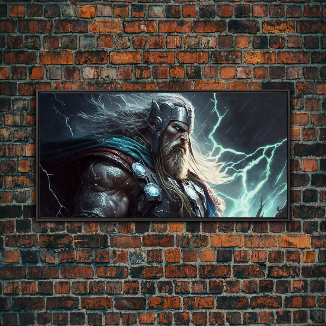 Thor God of Thunder, Framed Canvas Print, Norse Mythology Art,  Fantasy Art