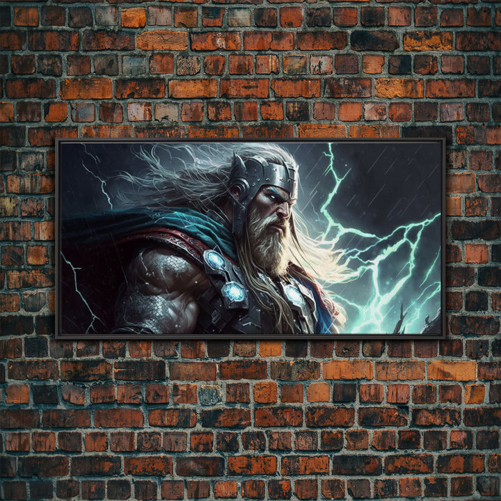 Thor God of Thunder, Framed Canvas Print, Norse Mythology Art,  Fantasy Art