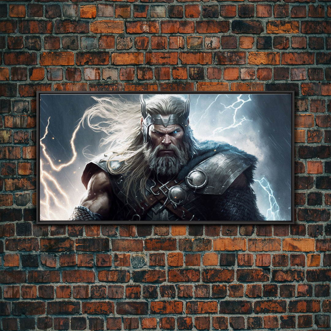 Thor Art, God of Thunder, Framed Canvas Print, Norse Mythology Art,  Fantasy Art