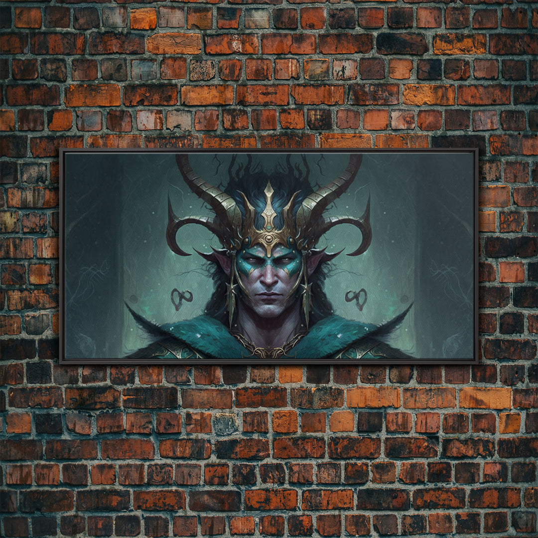 Aesthetic Loki the Trickster God, Norse Mythology, Framed Canvas Print, Extra Large Art, Fantasy Decor, Pastel Aesthetic Art