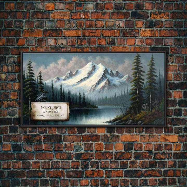 Mount Jarvis, Mountains of Alaska, Travel Poster Wall Art, Framed Canvas Print, American Mountains, Mountain Landscape Painting