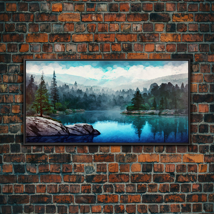 Blue Lake Art | Framed Canvas Print | Blue Lake Painting | Oregon Lake House Decor | Guest Room Landscape Painting | Trillium Lake Painting