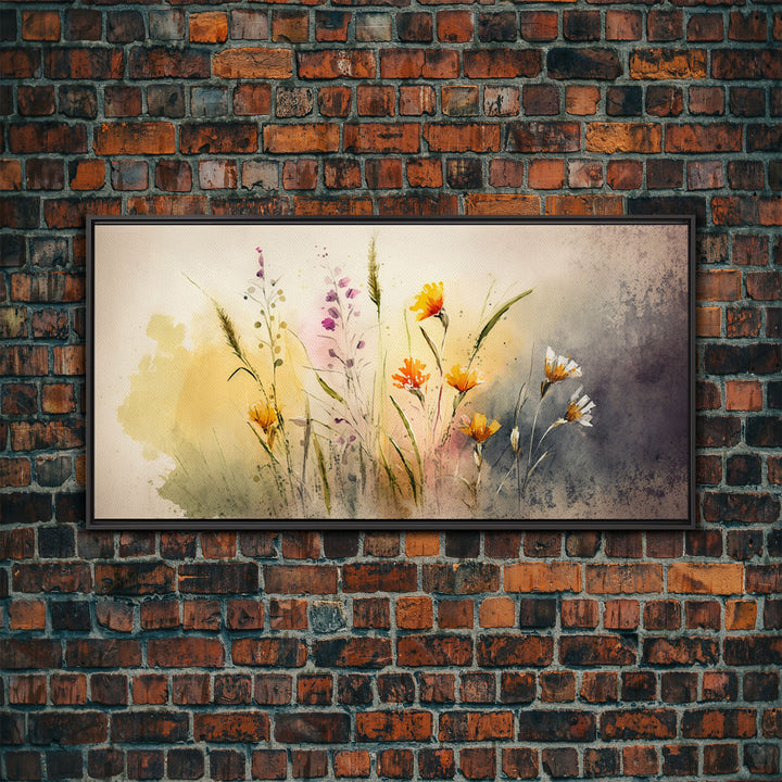 WILDFLOWERS Watercolor Floral Framed Canvas Print