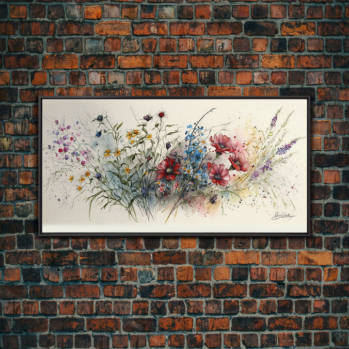 Beautiful Wildflowers, Wild Flower Art, Watercolor Floral Framed Canvas Print, Wall Art, Rustic Farmhouse Decor, Classic Art, Mother's Day