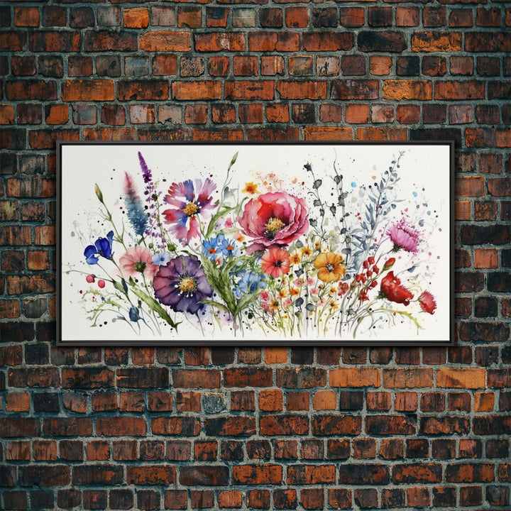 Wall Art Wildflower Watercolors, Colorful Floral Prints, Framed Canvas Print, Original Watercolor Painting Print, Mother's Day