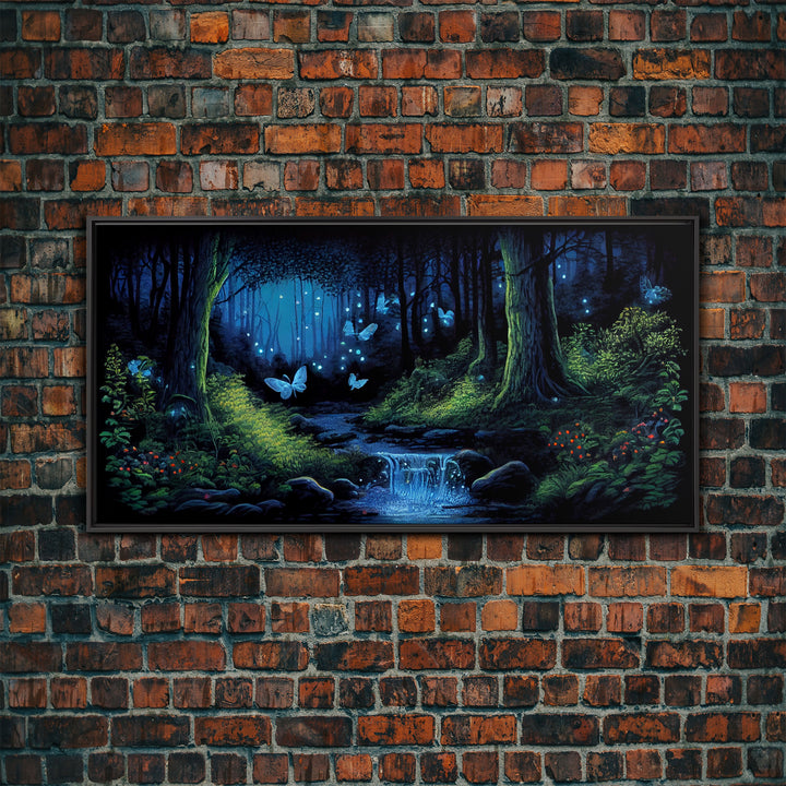 Enchanted Forest Painting, Fantasy Art, Fairy House, Fantasy, Woodland Decor, Woods, Forest, Fairy Forest with Blue Butterflies