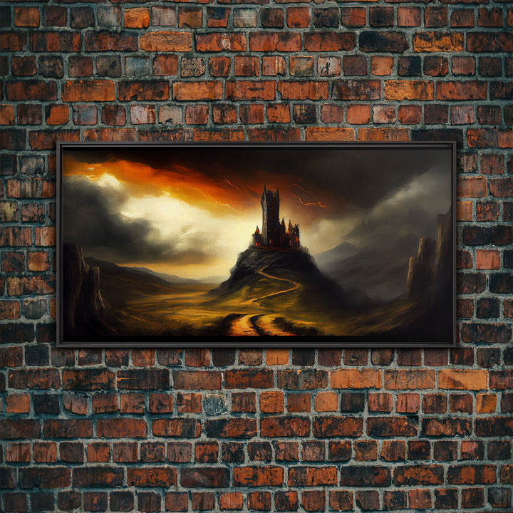 High Fantasy Art, The Dark Castle, Framed Canvas Print, Moonlit Fantasy, Custom Fantasy Art, fantasy art canvas