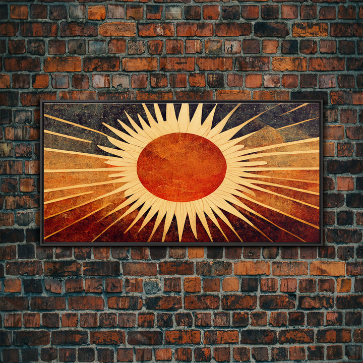 Abstract Midcentury Modern Sunburst, Canvas Print, Art Deco Style wall art, sun with sun rays, sun burst, boho style