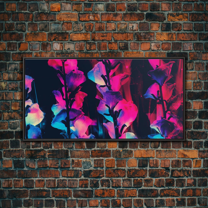 Abstract Flowers Wall Decor, Floral Wall Art, Nature Print, Panoramic Wall Decor, Canvas Print, Wall Art, Framed Canvas Art