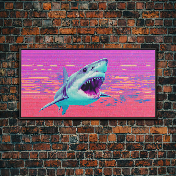 Shark Wall Art, Animal Wall Decor, Ocean Wall Art, Nature Wall Decor, Panoramic Wall Decor, Canvas Print, Wall Art, Framed Canvas Art