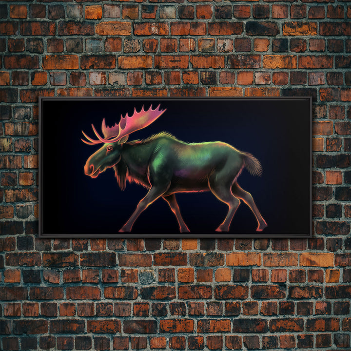 Abstract Moose Wall Art, Animal Art Print, Nature, Minimalist Wall Art, Panoramic Wall Decor, Canvas Print, Wall Art, Framed Canvas Art