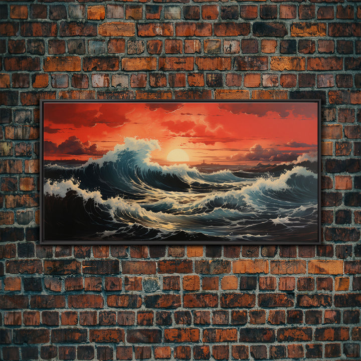 Sunset Wall Art, Ocean Art Print, Seascape Wall Art, Panoramic Art, Wall Art, Canvas Art, Landscape Art, Wedding Gift, Apartment Wall Art