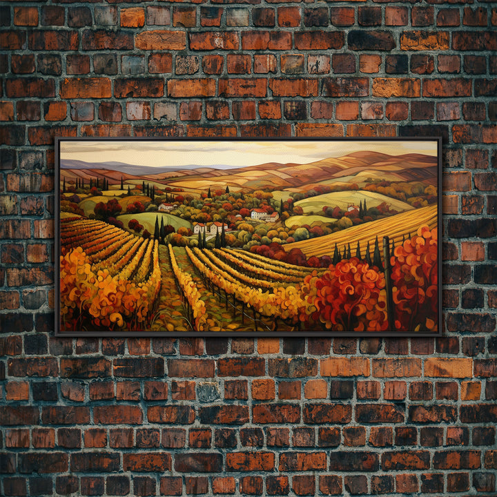 The Italian Countryside In The Fall, Framed Canvas Print, Boho Decor, Autumn Art, Fall Decor, Farmhouse Decor, Best Seller, Fall Centerpiece