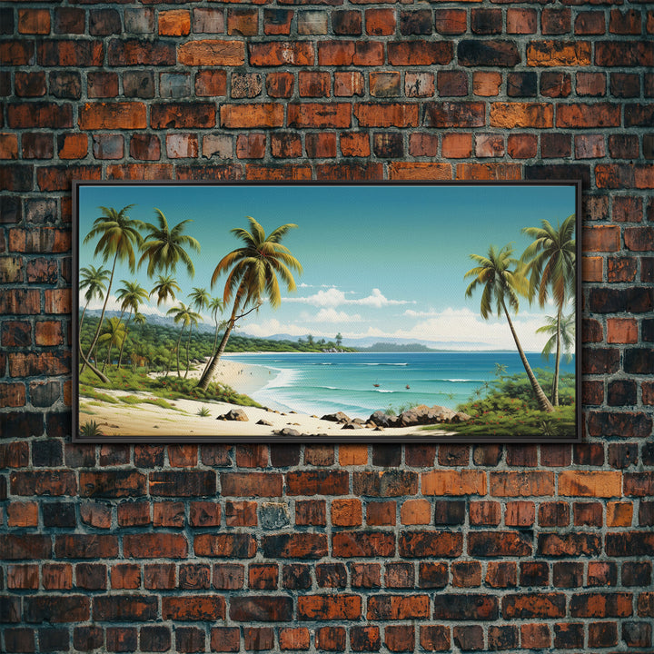 Tropical Wall Art, Palm Tree Wall Art, Beach Wall Art, Panoramic Landscape, Wall Art, Canvas Wall Art, Landscape Art Print, Ocean Wall Art