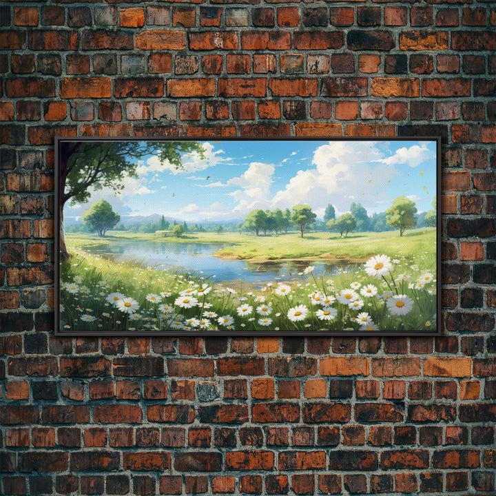 Wildflower Meadow, Country Wall Art, Spring Wall Art, Spring Meadow Print, Panoramic Landscape, Wall Art, Canvas Art, Landscape Art Print