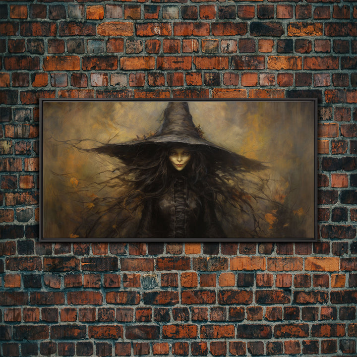 The Witch, Framed Canvas Print, Halloween Decor, Witch Painting, Horror Prints, Goth Art, Witchy Decor, Halloween Wall Art