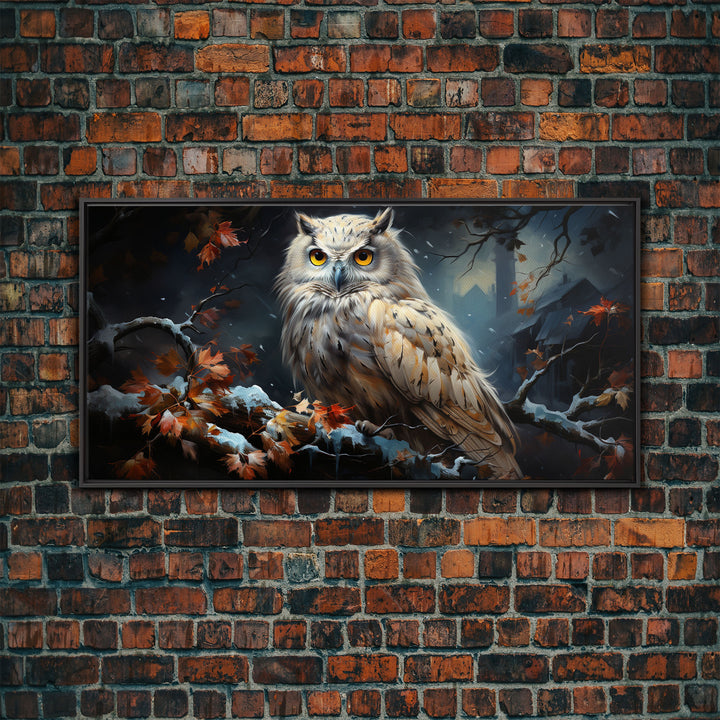 Winter Owl Print - Framed Canvas Art - Owl Print, Owl Art, Owl Wall Art, Owl Painting, Owl Poster, Winter Decor, Snow Owl