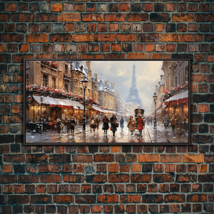 Winter Wonderland - Paris In The  Snow at Christmas Time - Framed Canvas Print - Christmas Decor