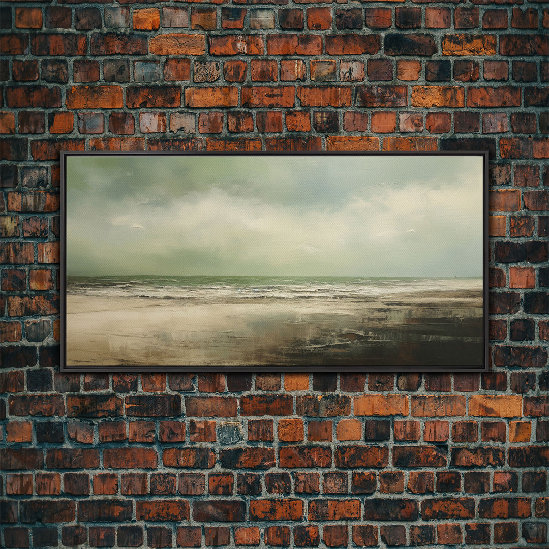 Landscape Oil Painting Canvas Print Wall Art, Nature Framed Large Gallery Art, Minimalist Art, Ready To Hang, Moody and Drab Art