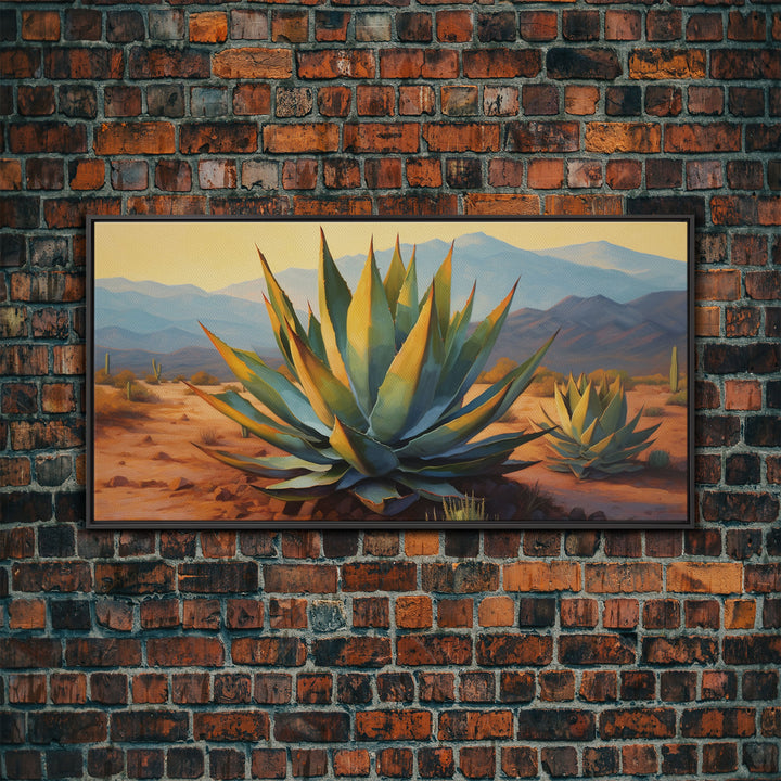 Southwestern Wall Art, Agave Desert Canvas Ready to Hang Large Print, Oil Painting, Landscape Wall Art, Desert Decor