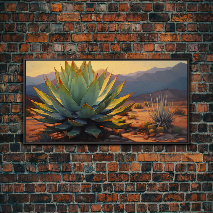 Southwestern Wall Art, Agave Desert Canvas Ready to Hang Large Print, Oil Painting, Landscape Wall Art, Desert Decor